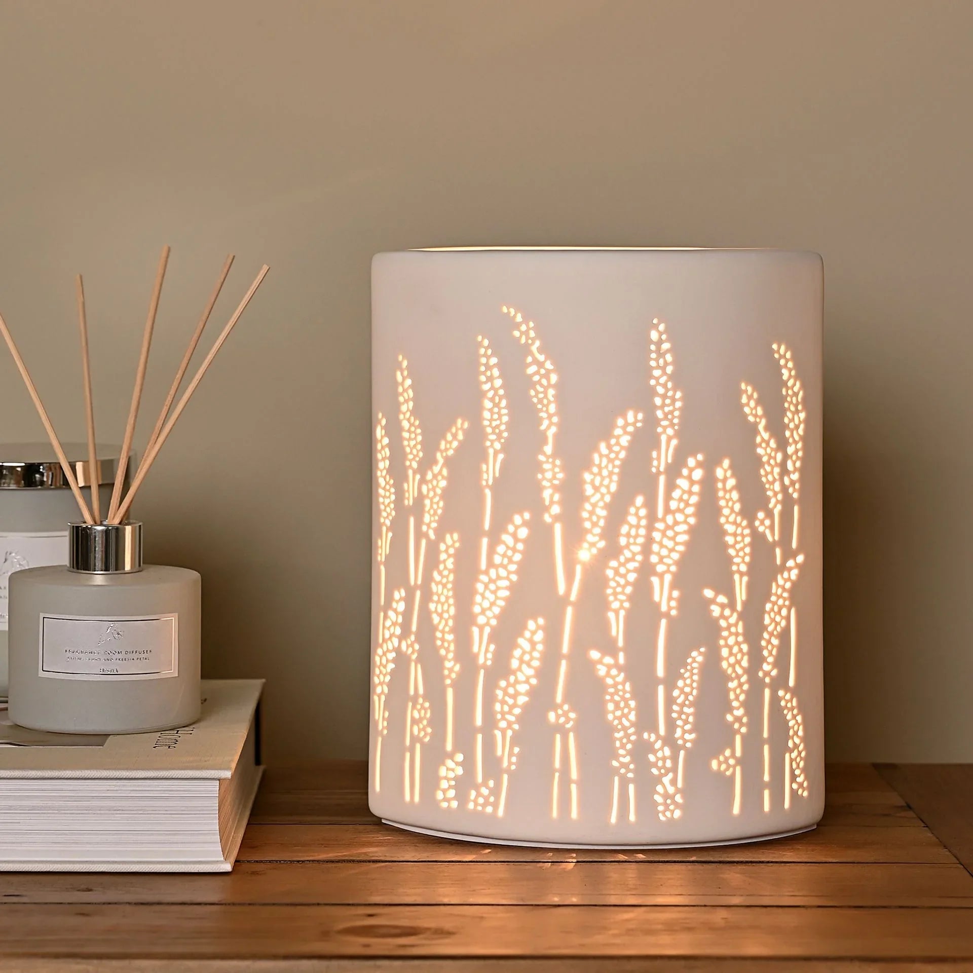 White Ceramic Loire Wheat Grain Ceramic Lamp - LightingLighting - Lulu Loves Home