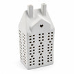 White ceramic matte LED Christmas house by Sifcon, illuminated decorative ceramic holiday light display