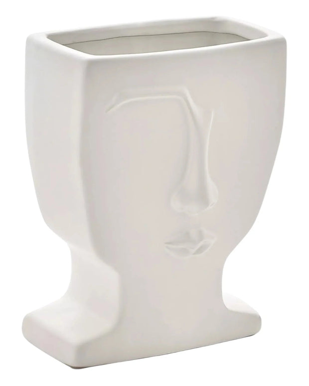 White Ceramic Modern Face Vase - Lulu Loves Home