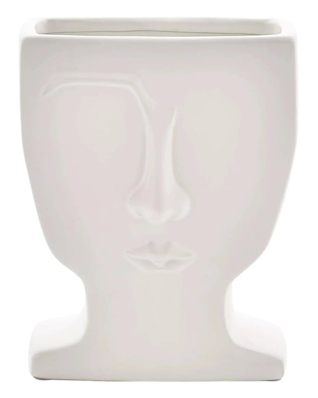 White Ceramic Modern Face Vase - Lulu Loves Home