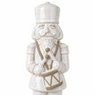 33cm large white glazed ceramic nutcracker drummer close-up showing the sculpted face, hat and drum
