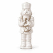 26cm medium white glazed ceramic nutcracker drummer shown in full against a white studio background