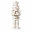 21cm small white glazed ceramic nutcracker drummer shown in full against a white studio background