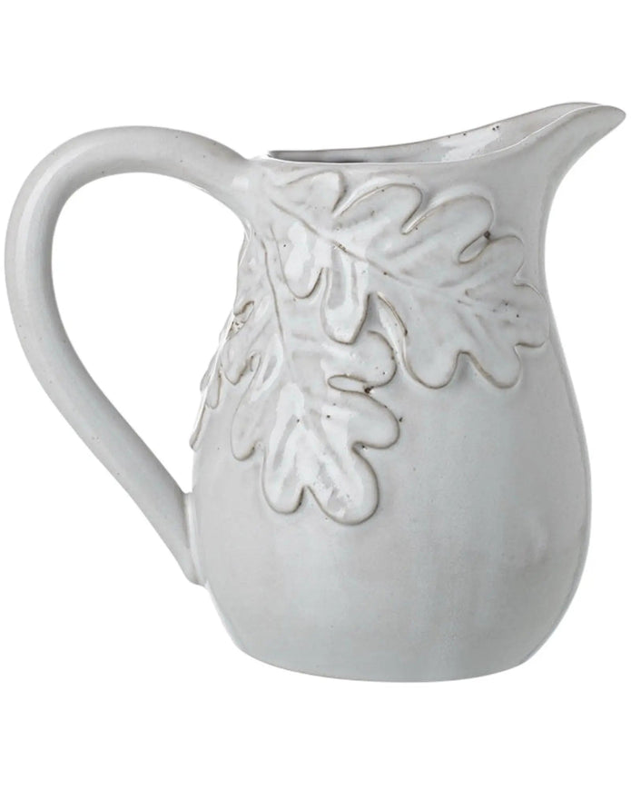 White Ceramic Oak Leaf Jug - Home DecorHome Decor - Lulu Loves Home