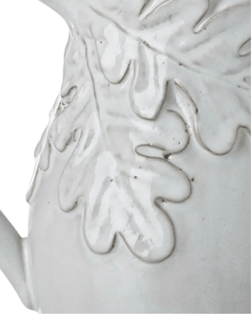 White Ceramic Oak Leaf Jug - Home DecorHome Decor - Lulu Loves Home