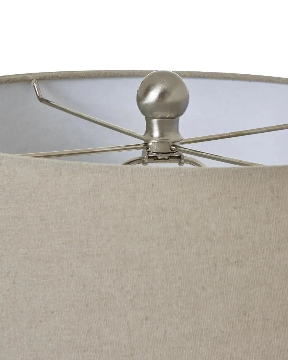 White Ceramic Pot Lamp With Linen Shade - LightingLighting - Lulu Loves Home