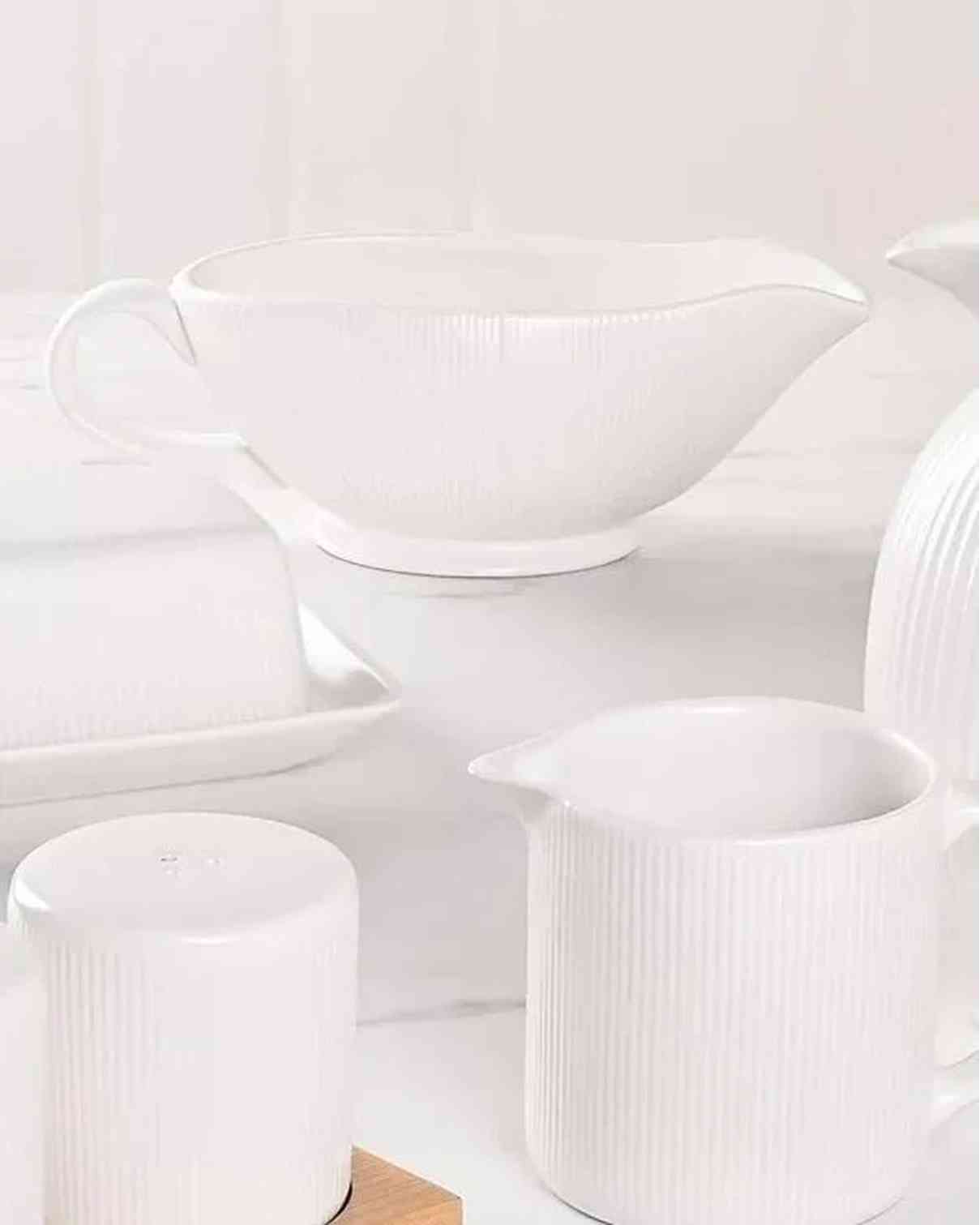 White Ceramic Ribbed Gravy Boat - Kitchen & DiningKitchen & Dining - Lulu Loves Home