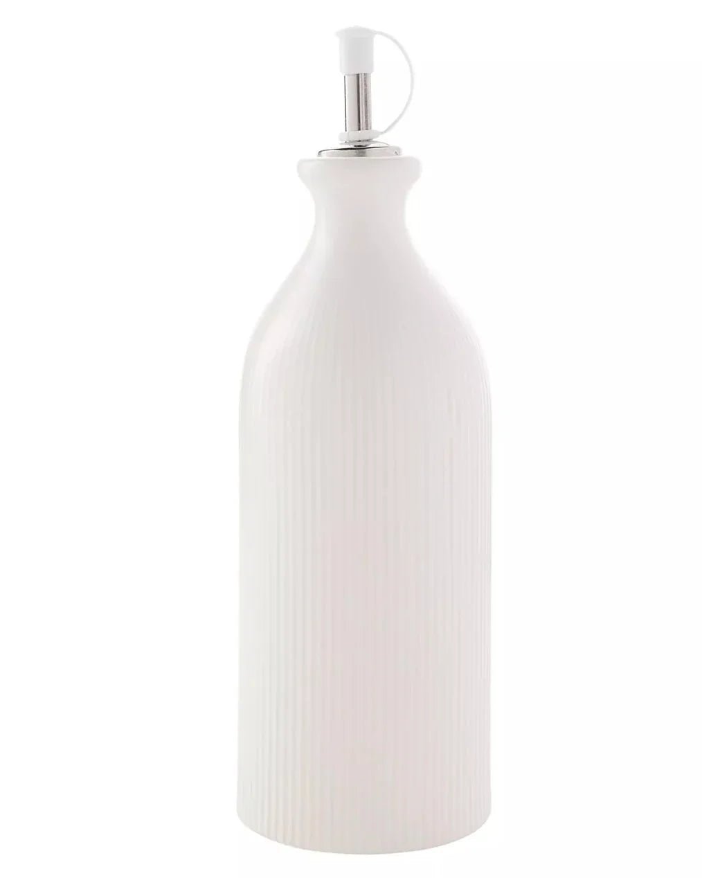 White Ceramic Ribbed Oil Bottle - Kitchen & DiningKitchen & Dining - Lulu Loves Home