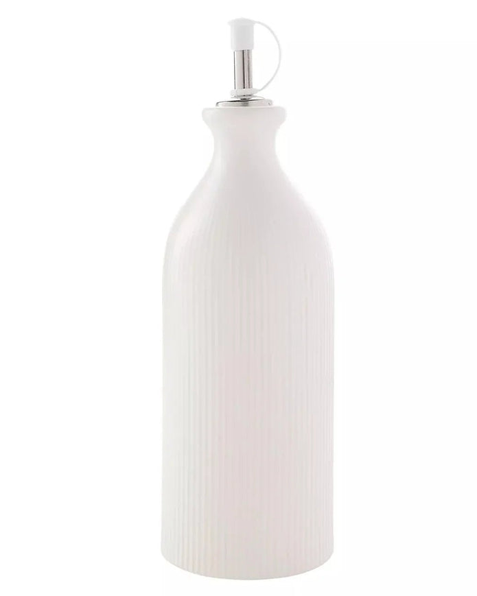 White Ceramic Ribbed Oil Bottle - Kitchen & DiningKitchen & Dining - Lulu Loves Home