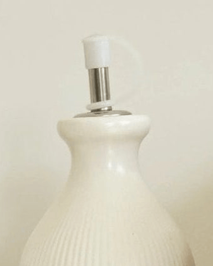 White Ceramic Ribbed Oil Bottle