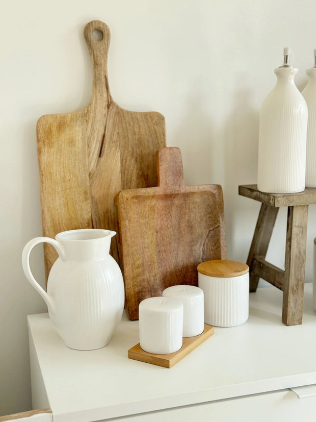 White Ceramic Ribbed Salt And Pepper Shaker Set - Kitchen & DiningKitchen & Dining - Lulu Loves Home