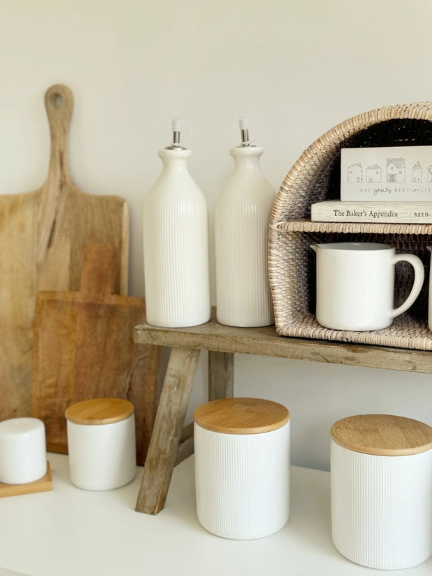 White Ceramic Ribbed Small Jug - Kitchen & DiningKitchen & Dining - Lulu Loves Home