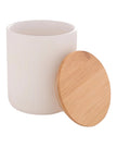 White Ceramic Ribbed Storage Jar with Wooden Lid - Kitchen & DiningKitchen & Dining - Lulu Loves Home