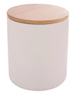 White Ceramic Ribbed Storage Jar with Wooden Lid - Kitchen & DiningKitchen & Dining - Lulu Loves Home