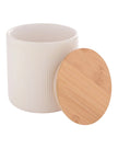 White Ceramic Ribbed Storage Jar with Wooden Lid - Kitchen & DiningKitchen & Dining - Lulu Loves Home