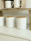 White Ceramic Ribbed Storage Jar with Wooden Lid - Kitchen & DiningKitchen & Dining - Lulu Loves Home
