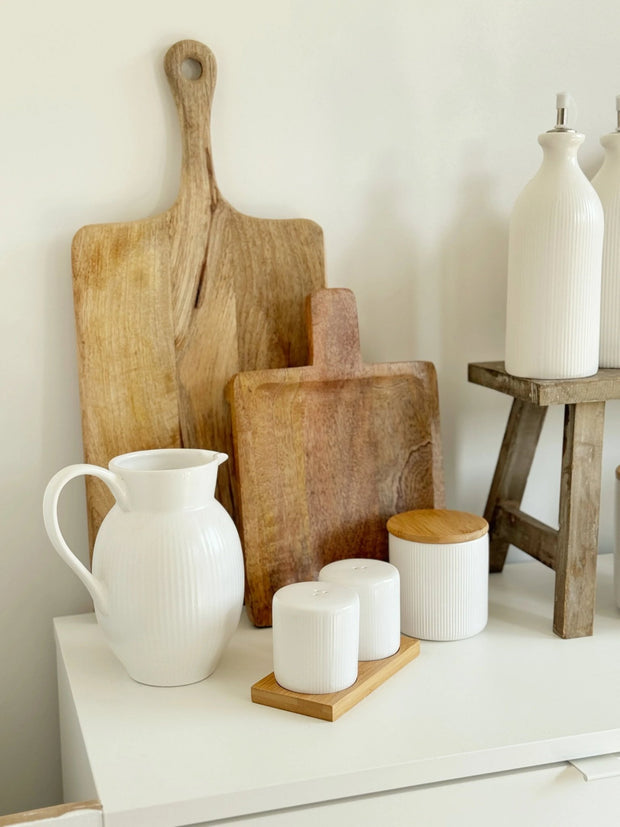 White Ceramic Ribbed Tall Jug - Kitchen & DiningKitchen & Dining - Lulu Loves Home