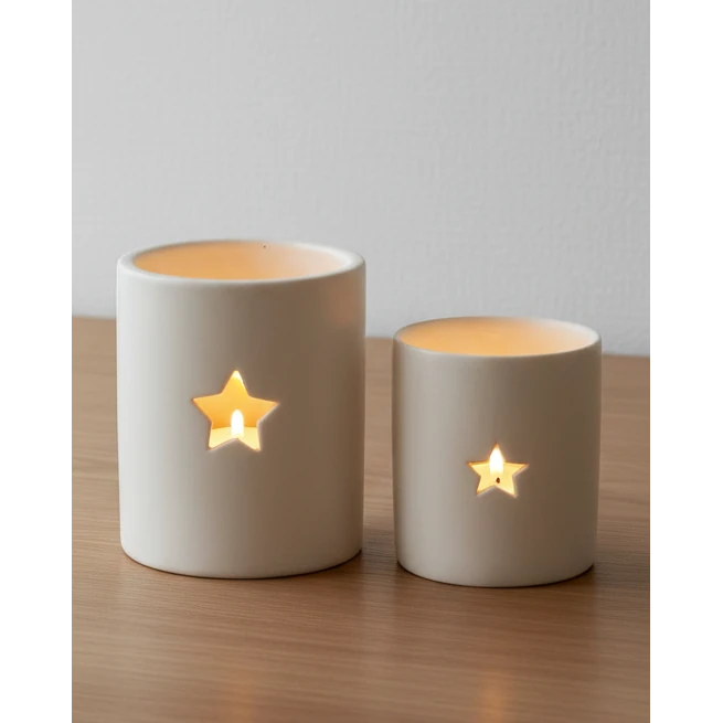 White ceramic star-shaped tealight candle holder from Gainsborough Giftware's spring collection, simple and elegant for home decor.