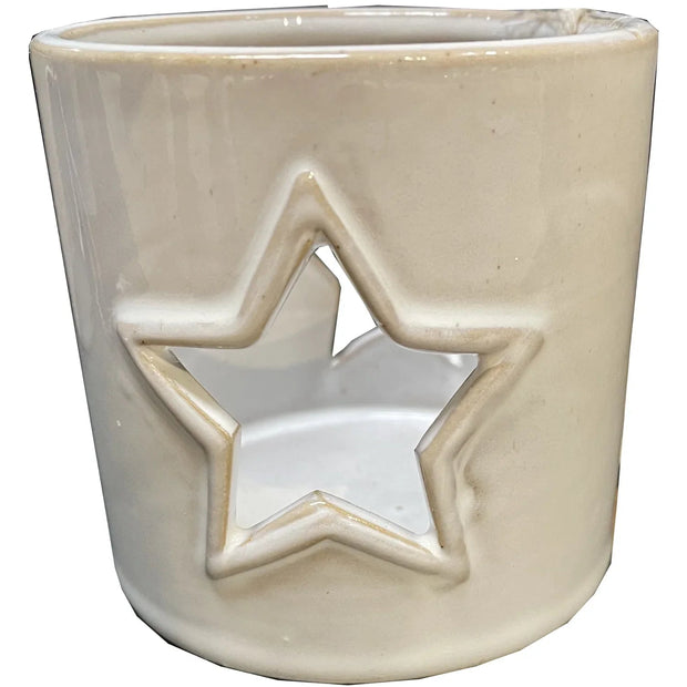 White Ceramic Star Cut - Out Tealight Holder - Home DecorHome Decor - Lulu Loves Home