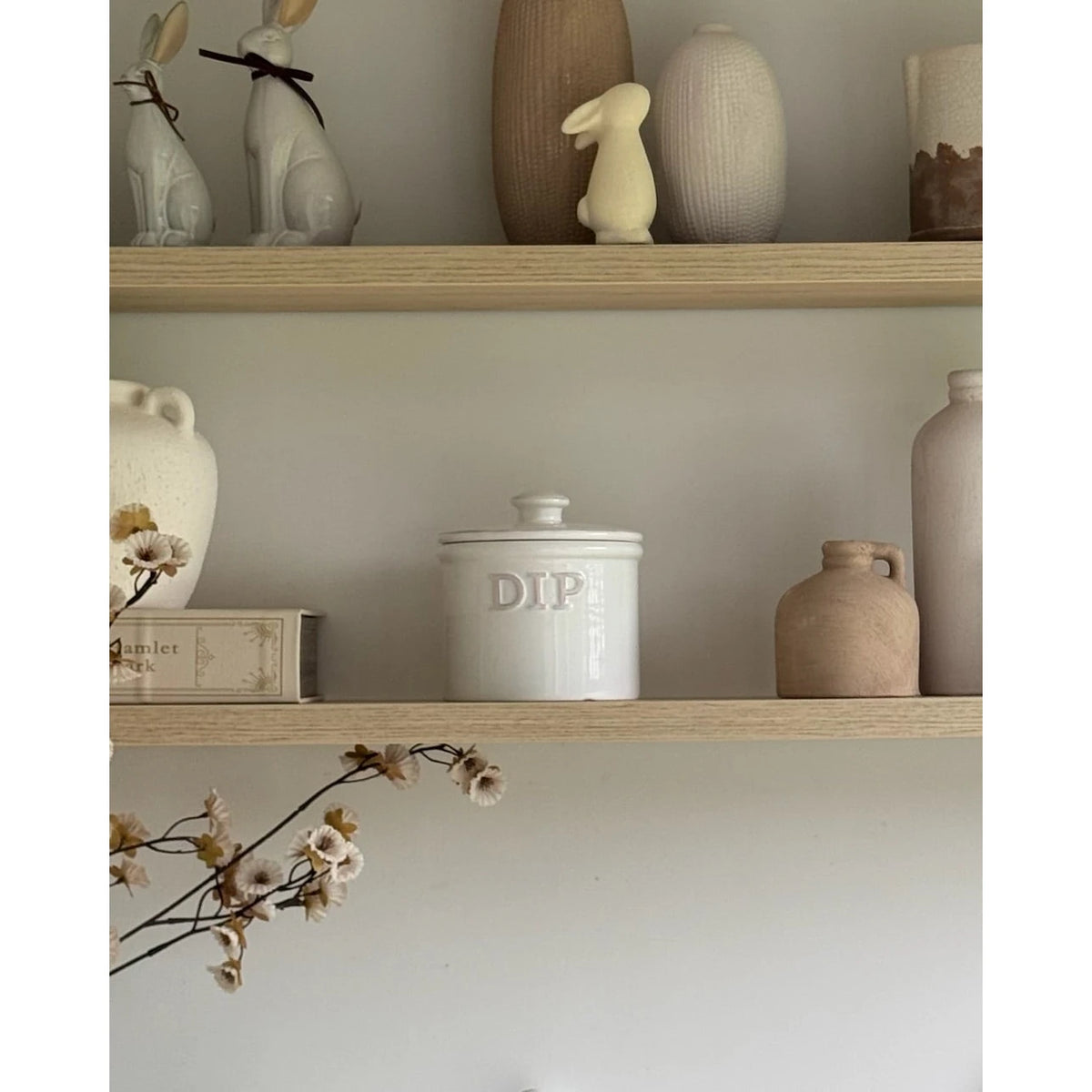 White ceramic stoneware dip jar by Coach House, ideal for kitchen and dining, with a smooth finish and classic design.