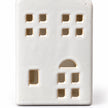 White ceramic house tealight candle holder by Satchville, large 17cm, with glossy glazed finish detail