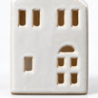 Satchville white ceramic house tealight candle holder, medium 13cm, glossy glaze detail