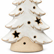 Small white Satchville ceramic Christmas tree tealight candle holder detail