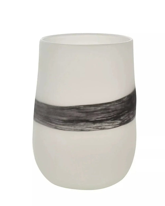 White Glass Vase With Black Band - VasesVases - Lulu Loves Home