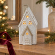 Satchville white-glazed ceramic LED light-up Christmas house, 17cm décor item