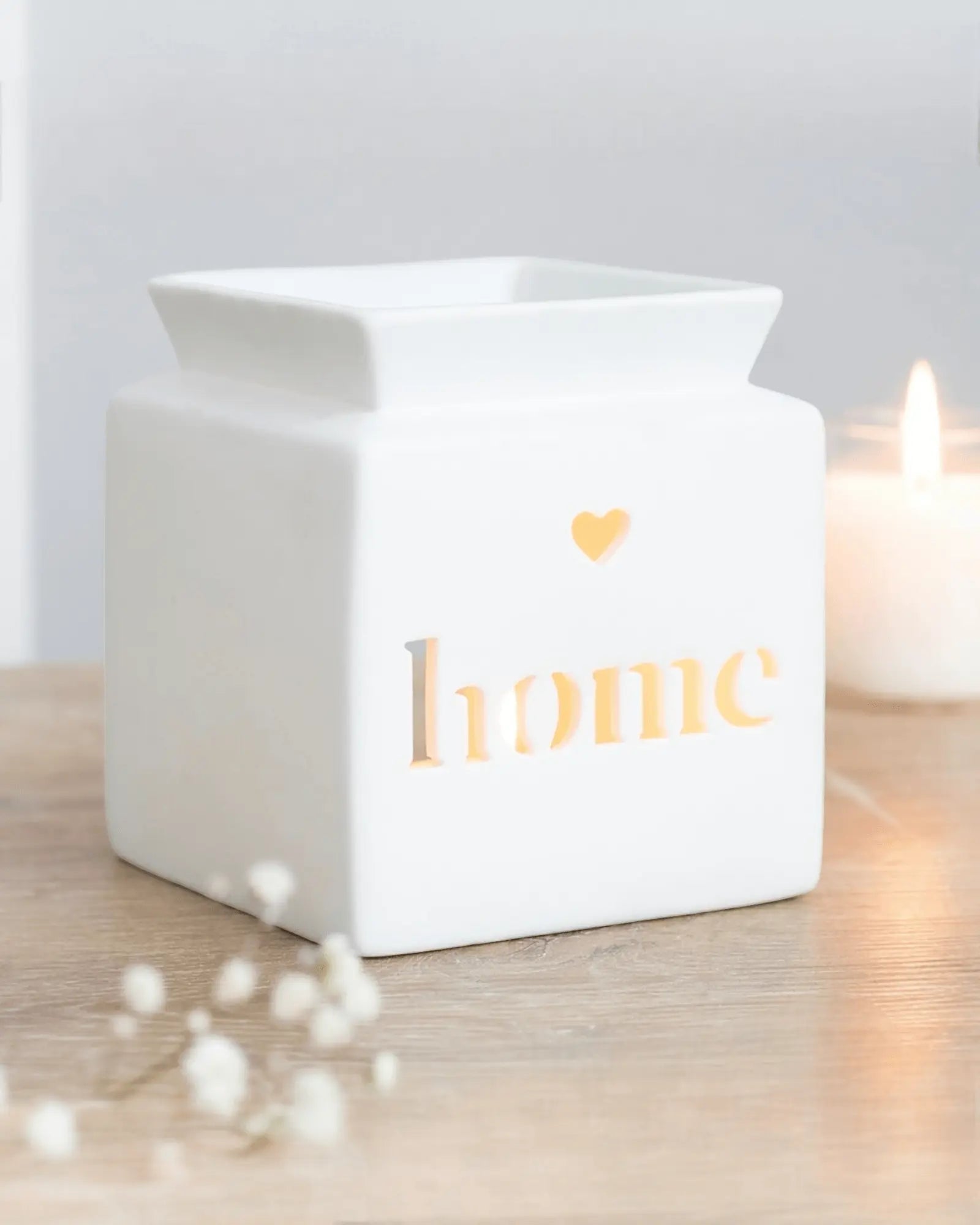 White Home Heart Cut Out Oil Burner and Wax Warmer - Wax Melt BurnersWax Melt Burners - Lulu Loves Home