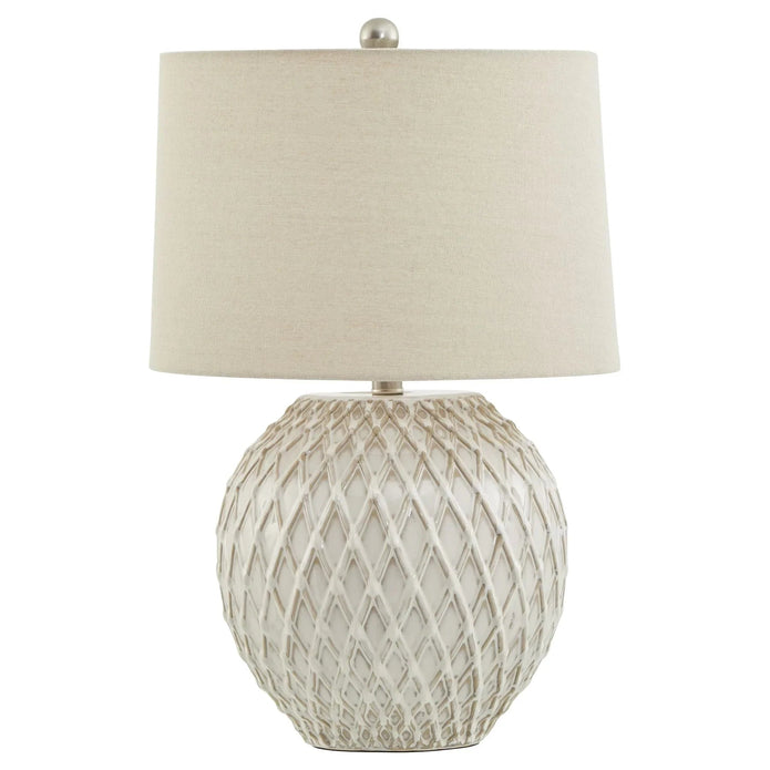 White Lattice Ceramic Table Lamp - PRE ORDER SIX WEEK DELIVERY - LightingLighting - Lulu Loves Home