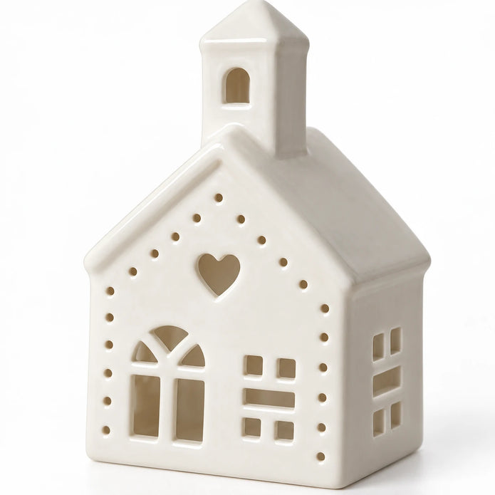 White LED Christmas church cutout detail by Gainsborough Giftware x Portland Living