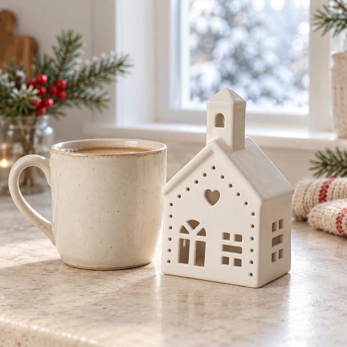 White light-up LED Christmas church by Gainsborough Giftware x Portland Living