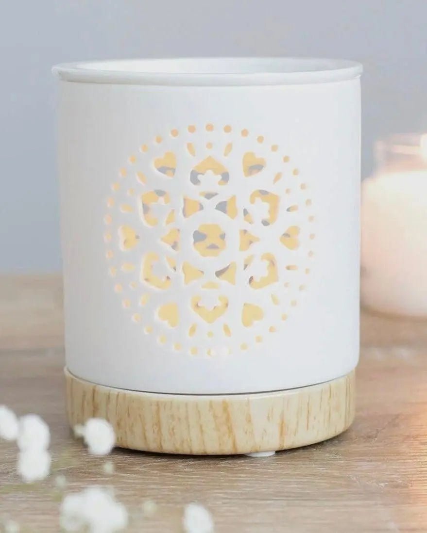 White Mandala Wax Melt Oil Burner - Wax Melt BurnersWax Melt Burners - Lulu Loves Home
