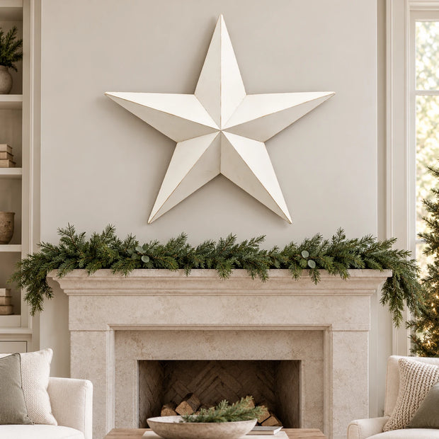 White metal extra large wall hanging star decoration for Christmas, ideal for mantel or wall decor by Satchville