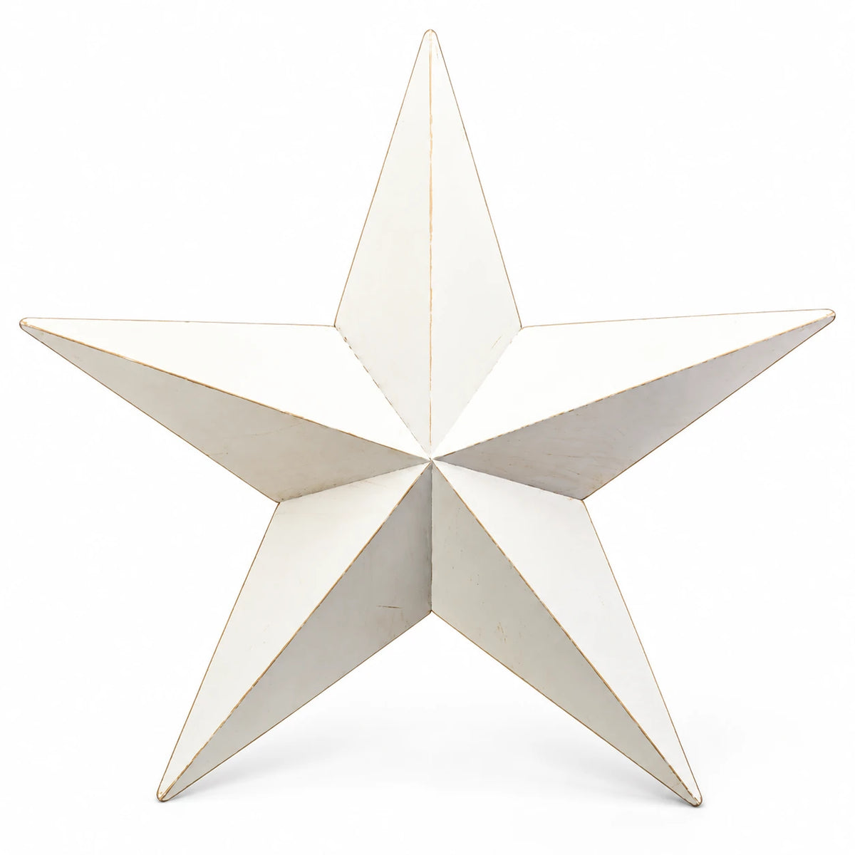 Angled studio view showing the raised facets of the white metal wall star