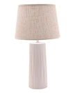 White Ribbed Ceramic Table Lamp With Linen Shade - LightingLighting - Lulu Loves Home
