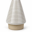 White ceramic ribbed Christmas tree ornament by Satchville, medium size, featuring detailed ribbed texture for holiday decor.