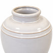 large white rustic ceramic vase, 19 × 19 × 21 cm, rim detail, empty vase on white background