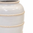 medium white rustic ceramic vase, 16 × 16 × 23 cm, band detail, empty vase on white background