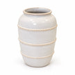 medium white rustic ceramic vase, 16 × 16 × 23 cm, studio, empty vase on white background
