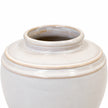 small white rustic ceramic vase, 17 × 17 × 16 cm, rim detail, empty vase on white background