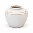 small white rustic ceramic vase, 17 × 17 × 16 cm, studio, empty vase on white background