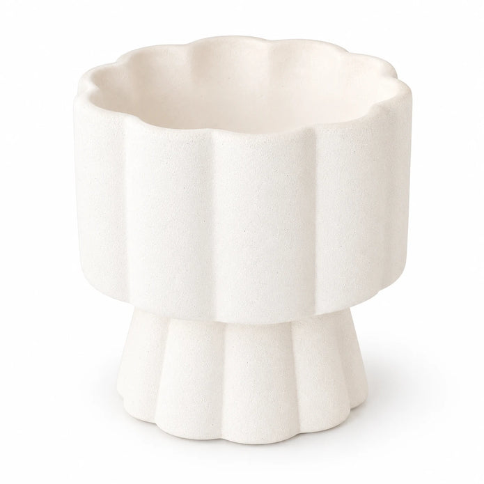 White scalloped pedestal wax melt and oil burner by Something Different Wholesale
