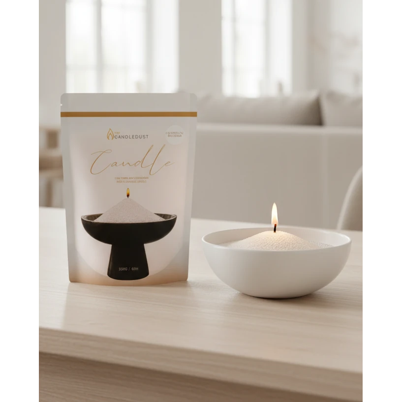 White scented candle sand kit with Champagne Rhubarb fragrance, featuring a home fragrance set with decorative sand and candle elements.