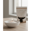White Scented Candle Sand Kit – Diamond Dust, Diamond Dust candle-sand pouch beside a lit white bowl