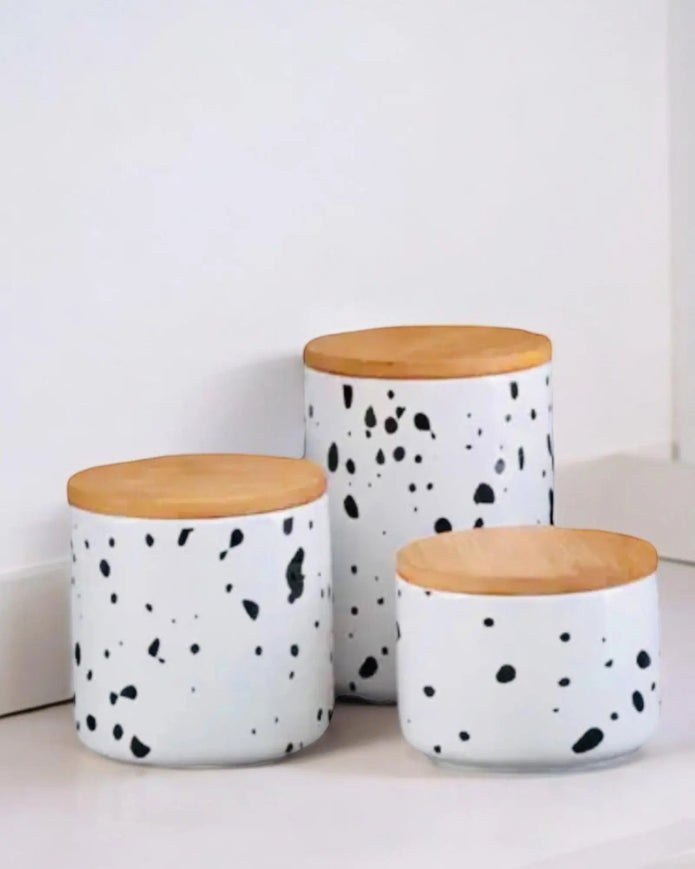 White Speckled Ceramic Storage Canister - Home DecorHome Decor - Lulu Loves Home