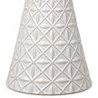 large white star glazed ceramic Christmas tree close-up of geometric embossed pattern