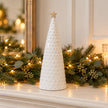 Satchville large white stoneglazed bobbin Christmas tree with gold star accent