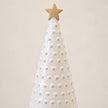 Satchville large white stoneglazed bobbin Christmas tree with gold star topper